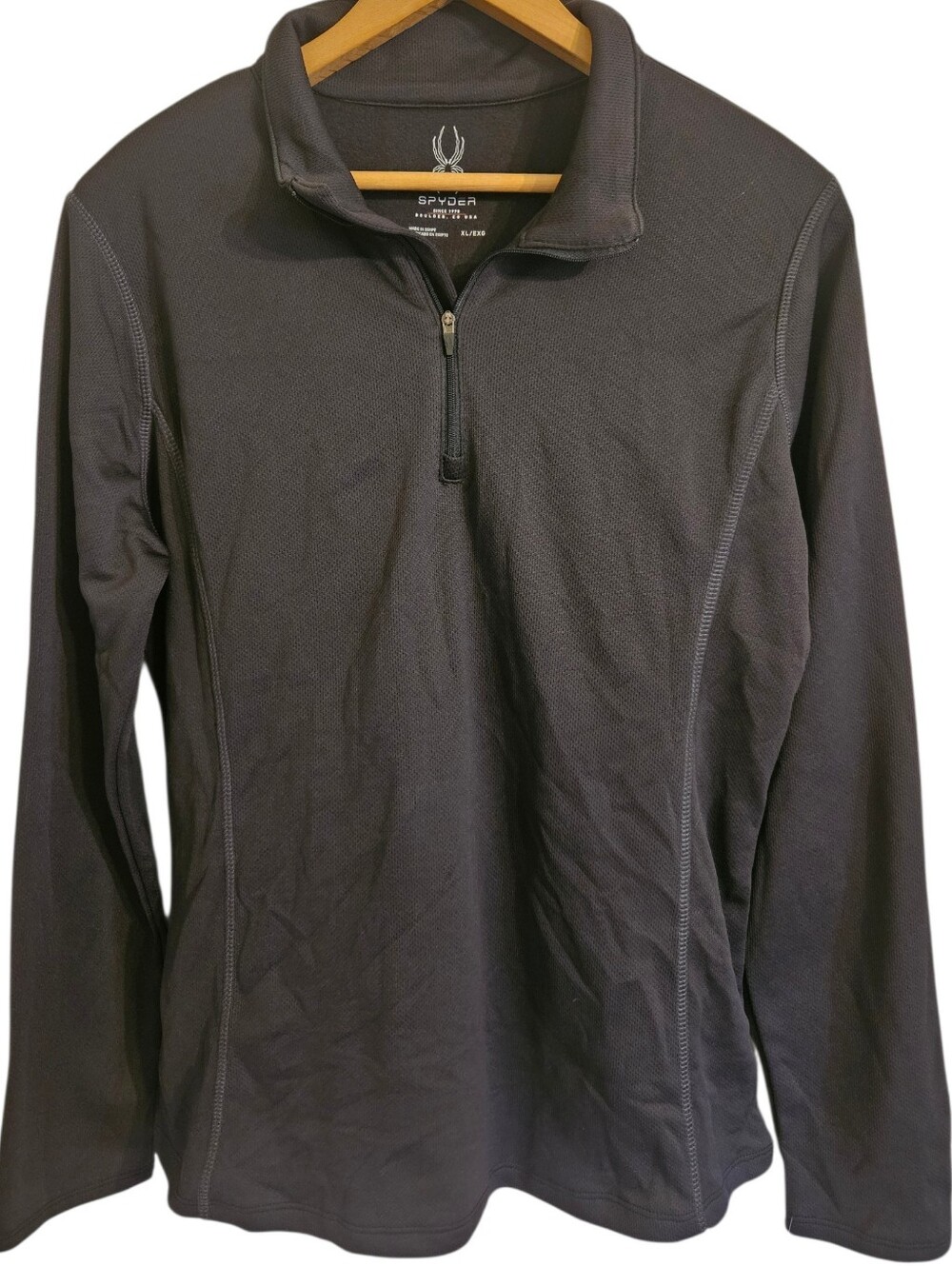 Spyder Black 1/4 Zip Performance Pullover Fleece Lined Hiking Outdoor Top Sz XL